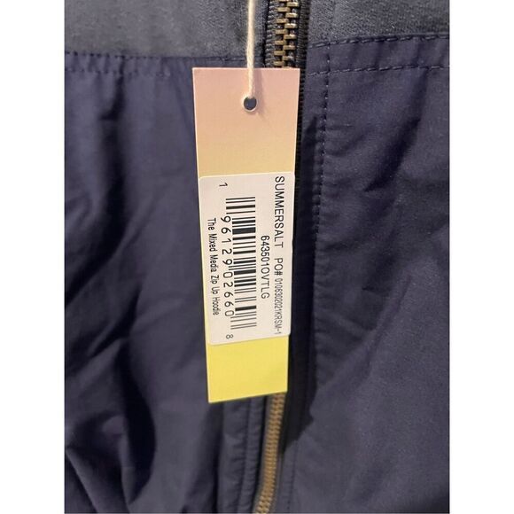 NWT Summersalt Softest French Terry Mixed-Media Hoodie Midnight Blue Sz L - Picture 5 of 9